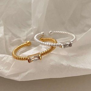 Slim braid 18K Gold Cubic Zircon Stacking Ring